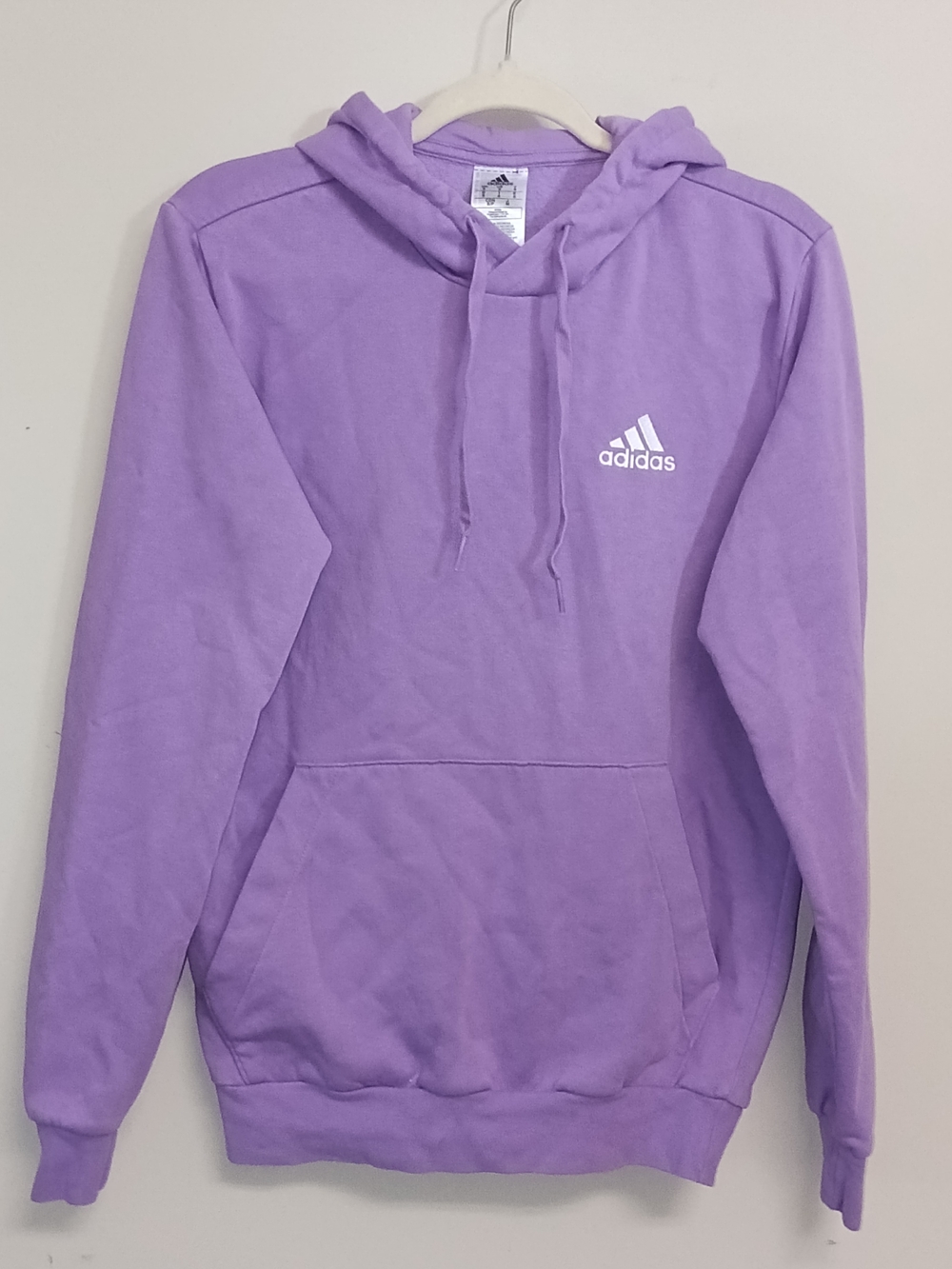 adidas Men's Purple Lavender Logo Hoodie Sweatshirt Sporty Casual Small